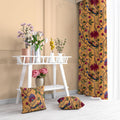 Indian Peacock velvet door curtains set of 2 in Marigold