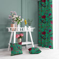 Indian Peacock velvet door curtains set of 2 in Mint