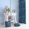 Chirping Bird velvet door curtains set of 2 in French Blue