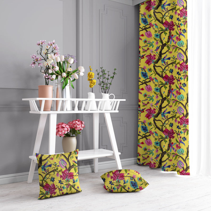 Chirping Bird velvet door curtains set of 2 in Illuminating
