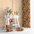 Chirping Bird velvet door curtains set of 2 in Marigold