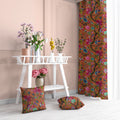 Chirping Bird velvet door curtains set of 2 in Rust