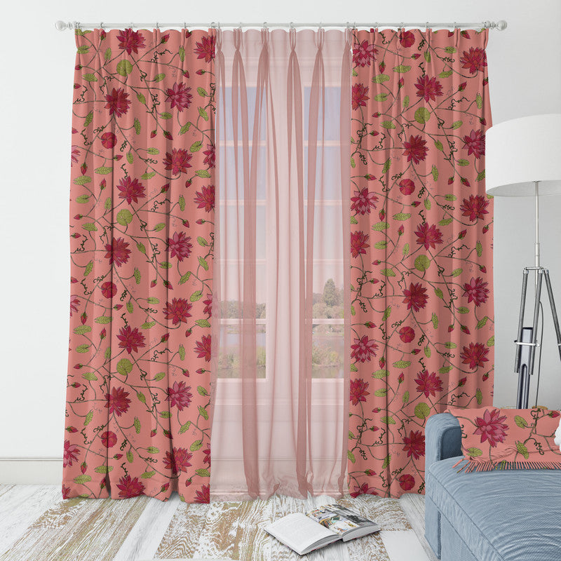 Lotus velvet door curtains set of 2 in Burnt Coral