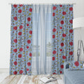 Lotus velvet door curtains set of 2 in Cerulean