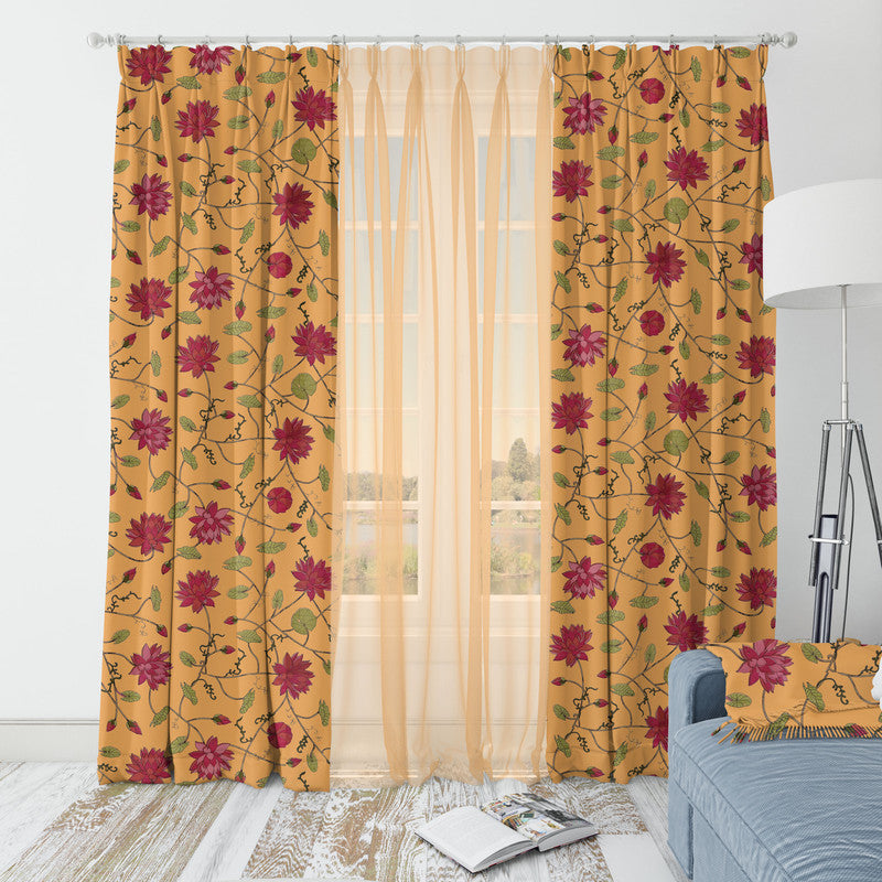 Lotus velvet door curtains set of 2 in Marigold