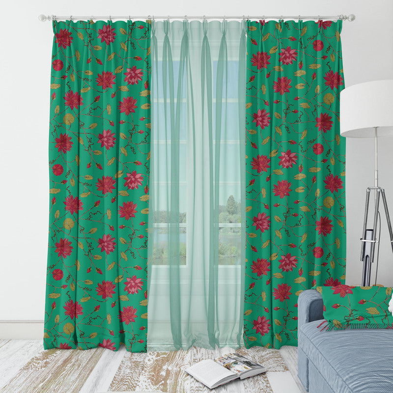 Lotus velvet door curtains set of 2 in Mint