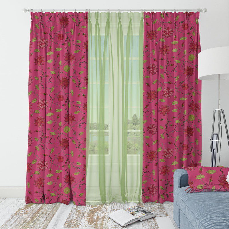Lotus velvet door curtains set of 2 in Raspberry Sorbet