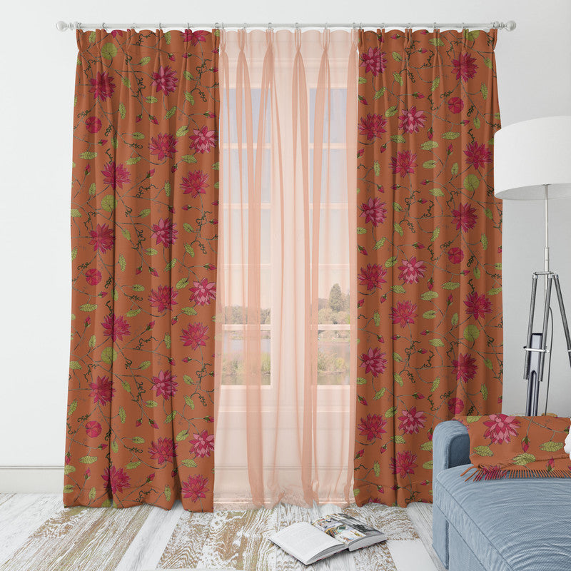 Lotus velvet door curtains set of 2 in Rust