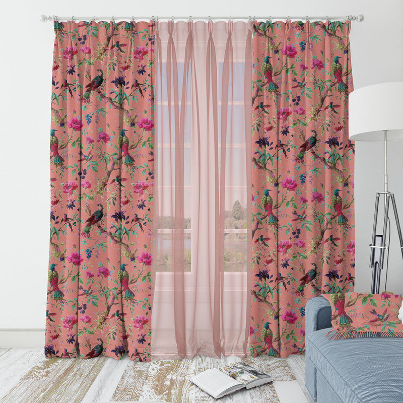 Paradise velvet door curtains set of 2 in Burnt Coral