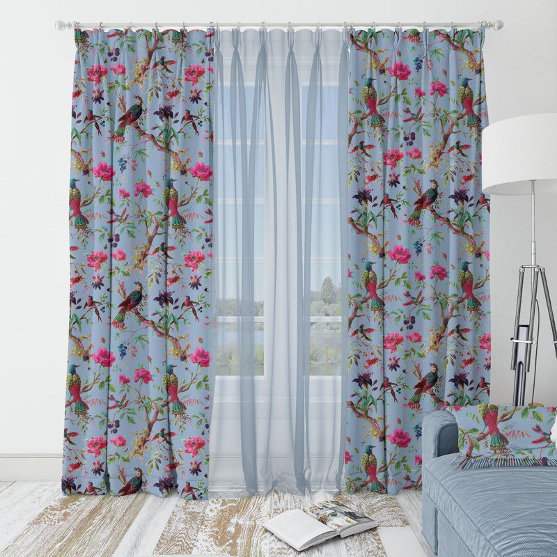 Paradise velvet door curtains set of 2 in Cerulean