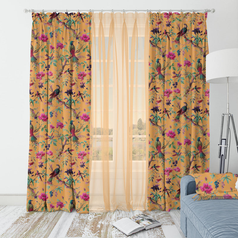 Paradise velvet door curtains set of 2 in Marigold