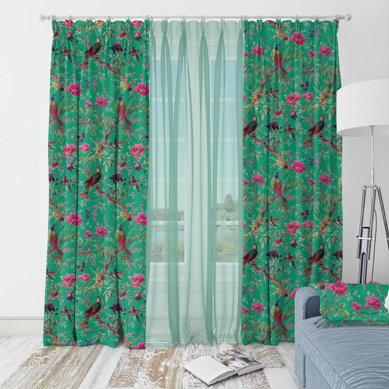 Paradise velvet door curtains set of 2 in Mint