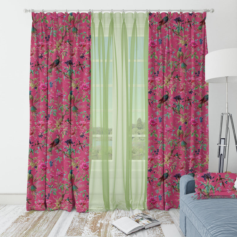 Paradise velvet door curtains set of 2 in Raspberry Sorbet