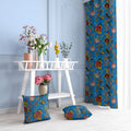 Tree of Life velvet door curtains set of 2 in French Blue
