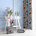 Tree of Life velvet door curtains set of 2 in Cerulean