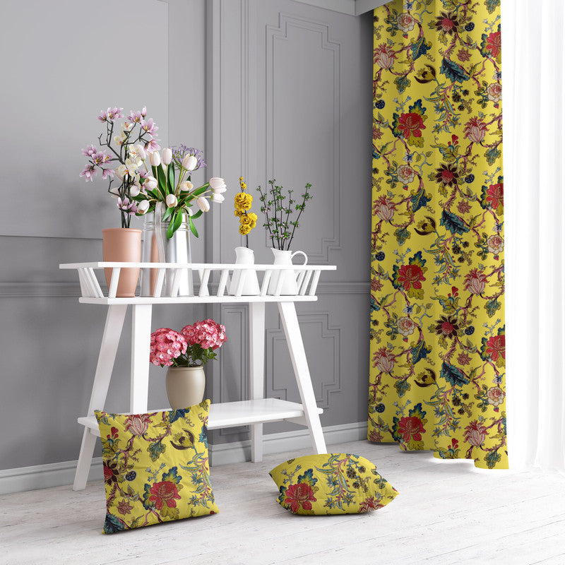 Tree of Life velvet door curtains set of 2 in Illuminating