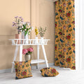 Tree of Life velvet door curtains set of 2 in Marigold