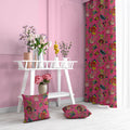 Tree of Life velvet door curtains set of 2 in Raspberry